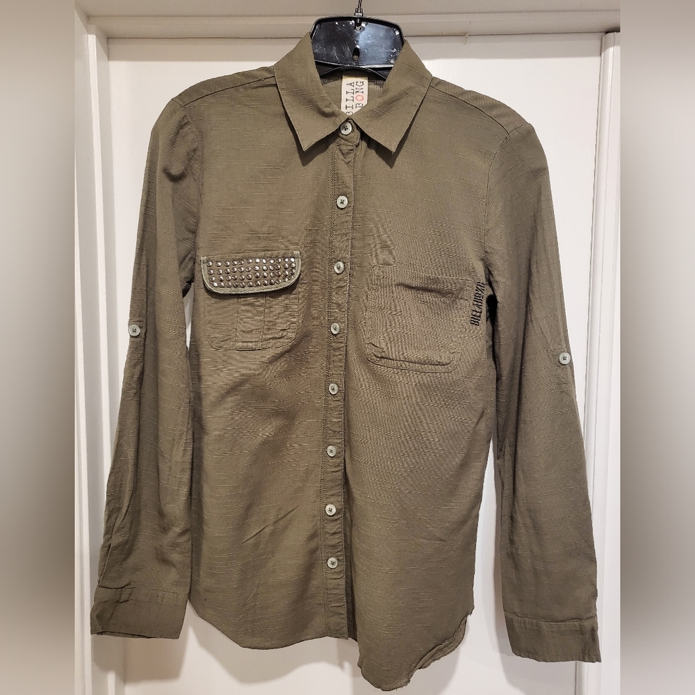 Billabong Button-Down Army Shirt with Convertable Sleeves - Size Small